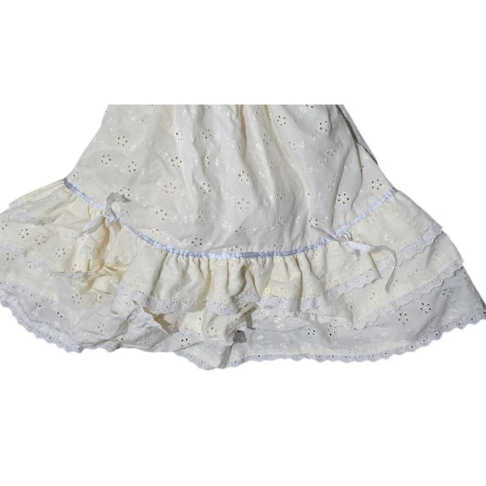 Vintage Precious Moments Jenny Soft Doll Eyelet Gown and Bonnet BLUE Christening
